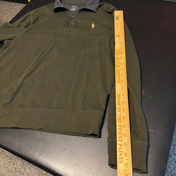 Polo Ralph Lauren Luxury Green 1/4 Zip Cotton Viscose Blend Men's size Medium M - Picture 5 of 7